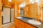 Master Bathroom Features Double Vanities